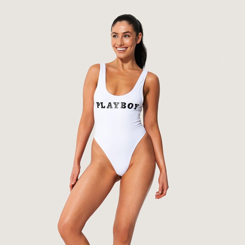 Roupa De Banho Playboy Classicos Masthead One Piece Feminino Branco | UDRQO8356