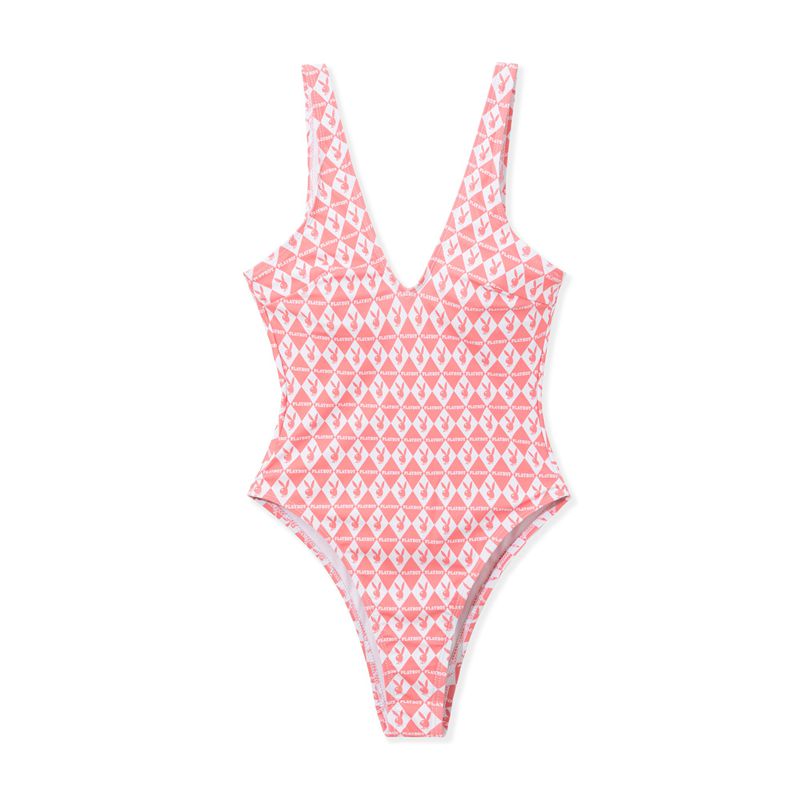 Roupa De Banho Playboy One Piece Monogram Feminino Rosa | RJNYG5801