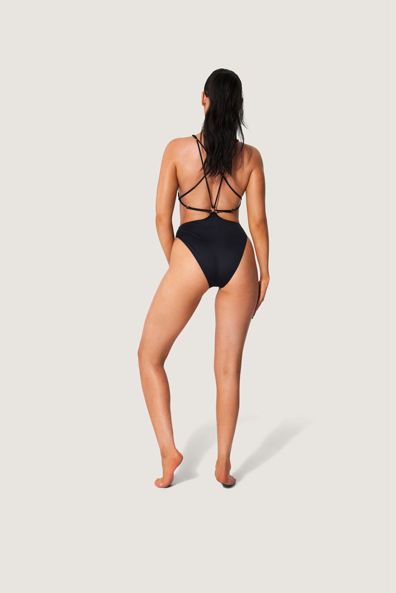 Roupa De Banho Playboy Renda Up Back Bunny One Piece Feminino Pretas Branco | QWNVM8091