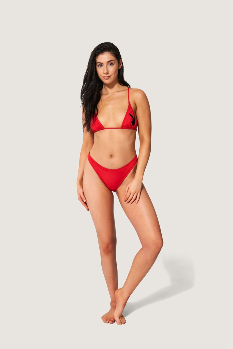 Roupa De Banho Playboy Scrunch Bunny Bikini Feminino Vermelhas | MSLBK9413