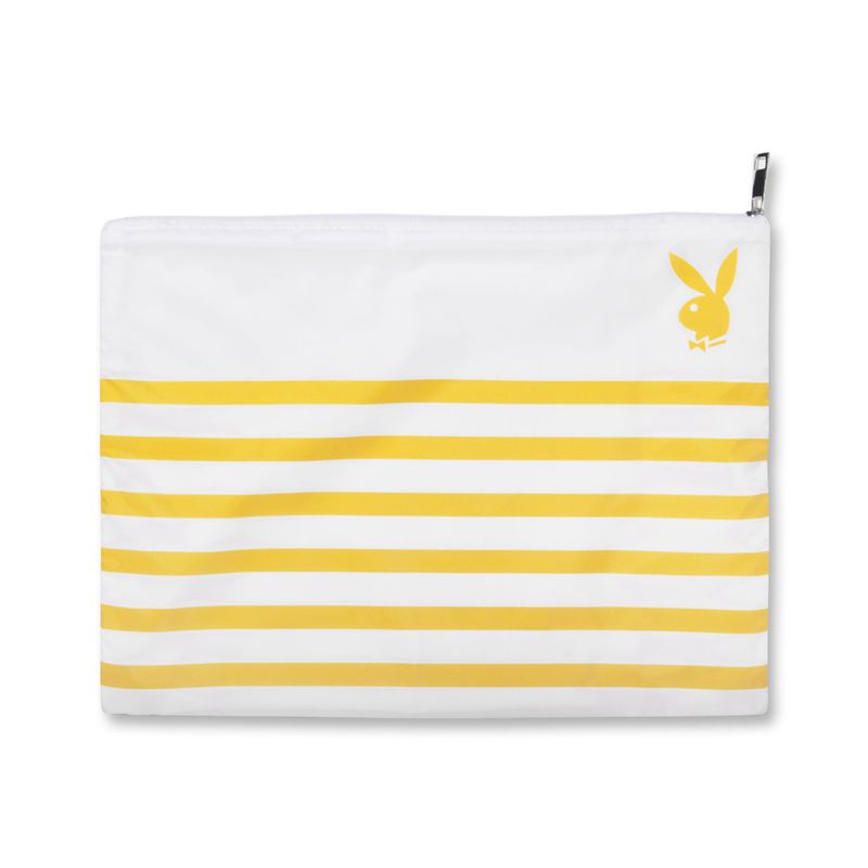 Roupa De Banho Playboy Striped Impermeáveis Beach Pouch Feminino Amarelas | ZYHIO1307