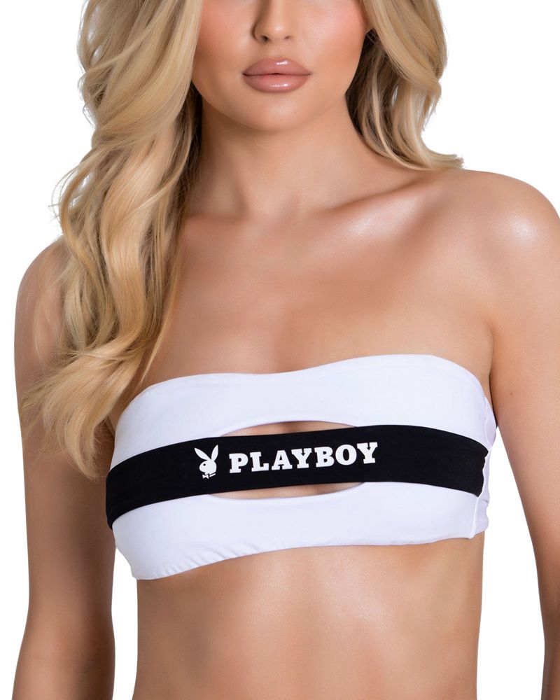 Roupa De Banho Playboy Tiras Masthead Bikini Feminino Pretas | RUTDY8901