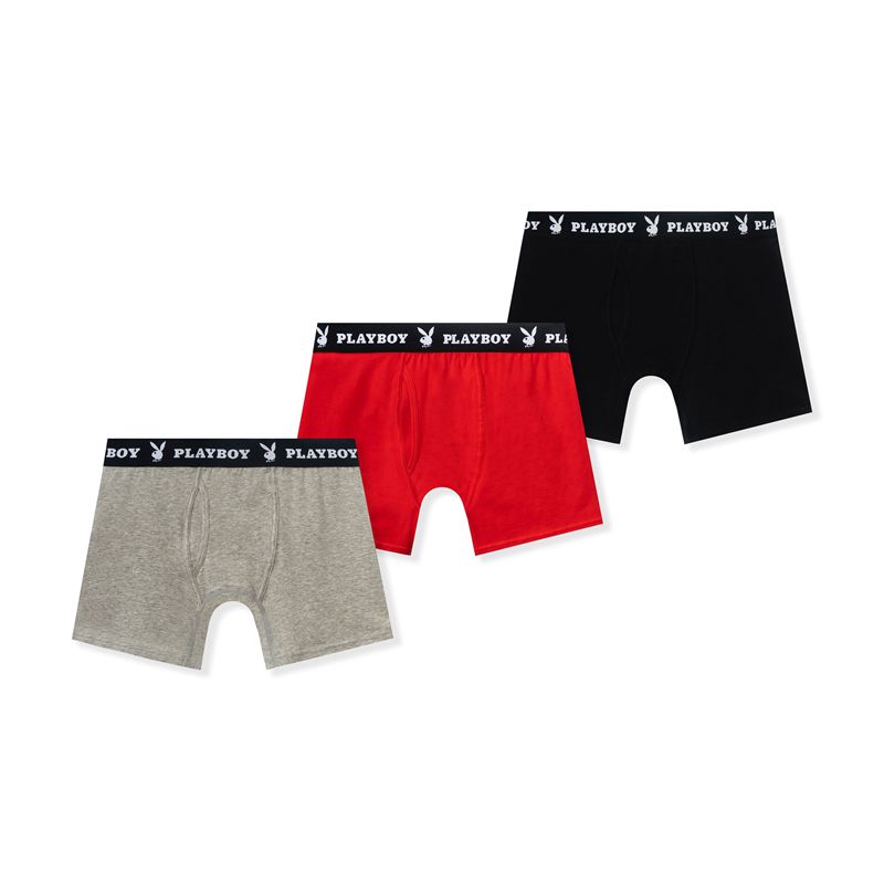 Roupa Interior Playboy 3-Pack Boxer Briefs Masculino Multicoloridas | YLNJG8537