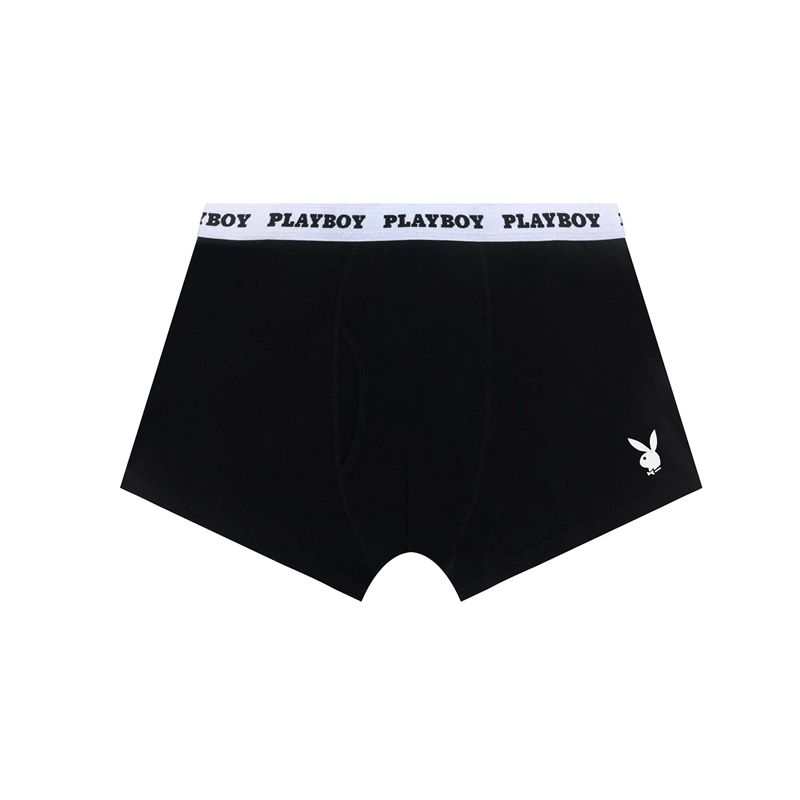 Roupa Interior Playboy Classicos Boxer Brief Masculino Pretas Branco | ZDYCX1953