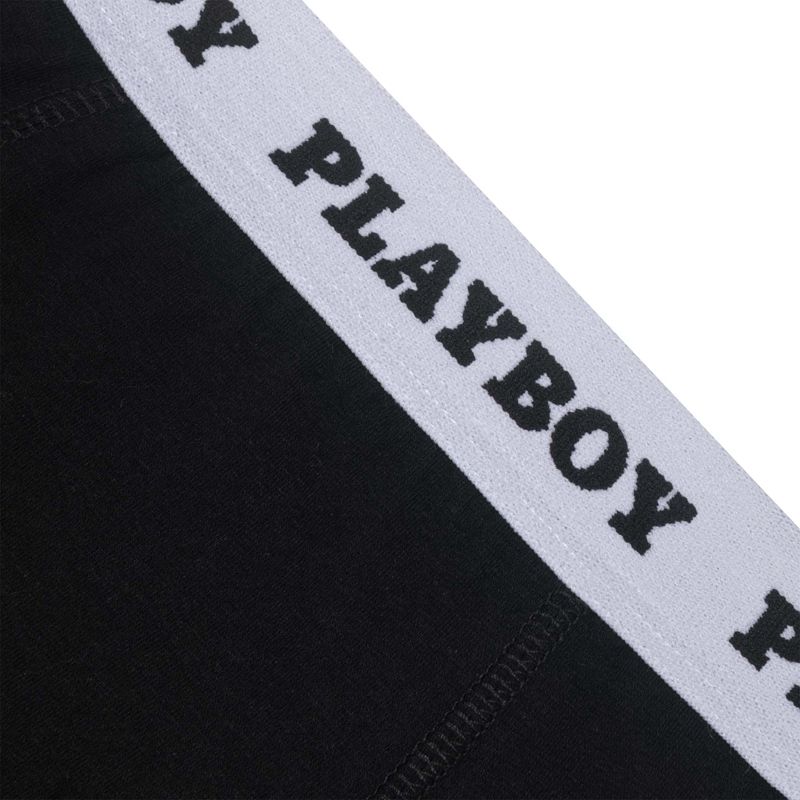 Roupa Interior Playboy Classicos Boxer Brief Masculino Pretas Branco | ZDYCX1953