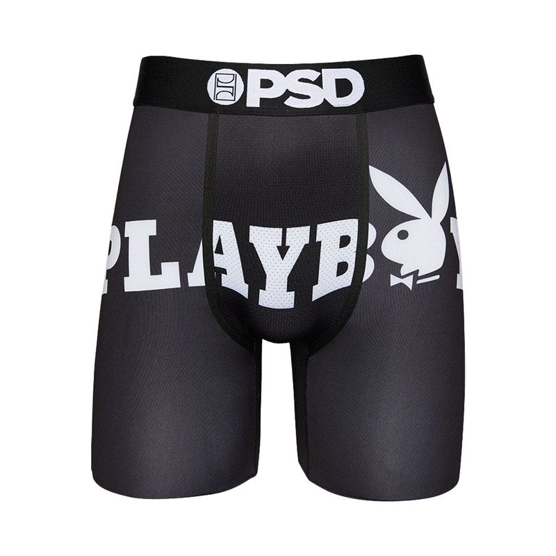 Roupa Interior Playboy Logo Boxer Brief Masculino Pretas Branco | EKPVS6285