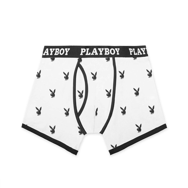 Roupa Interior Playboy Rabbit Head Boxer Briefs Masculino Pretas | CSZTD7316