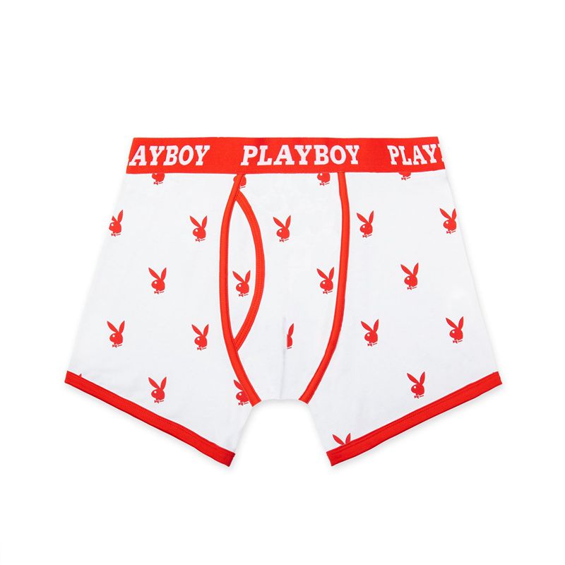 Roupa Interior Playboy Rabbit Head Boxer Briefs Masculino Pretas | CSZTD7316