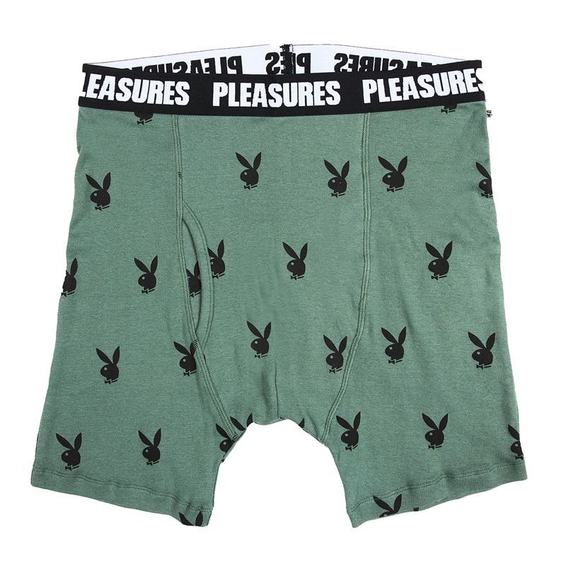 Roupa Interior Playboy X Pleasures Boxer Briefs Set Masculino Pretas Verdes | JOMNS1436