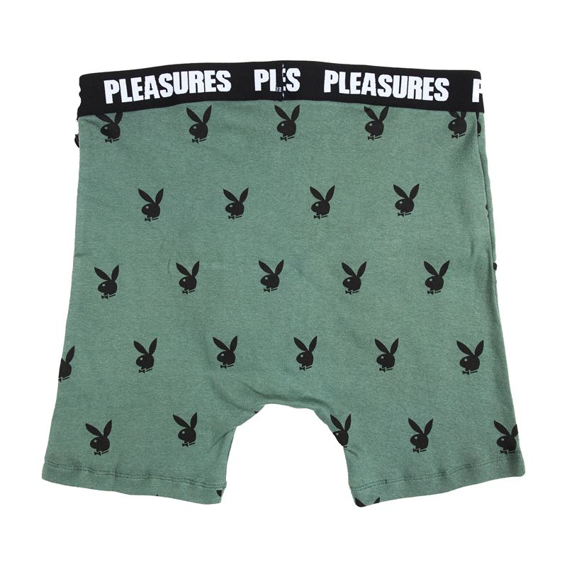 Roupa Interior Playboy X Pleasures Boxer Briefs Set Masculino Pretas Verdes | JOMNS1436