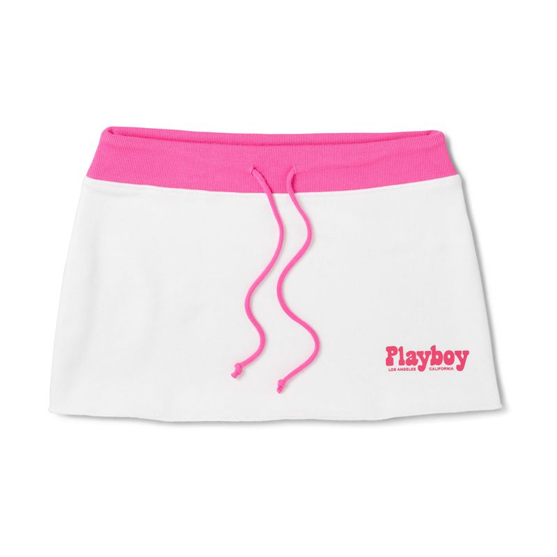 Saias Playboy Sunrise Drawstring Mini Feminino Branco Roxo | JXINC9208