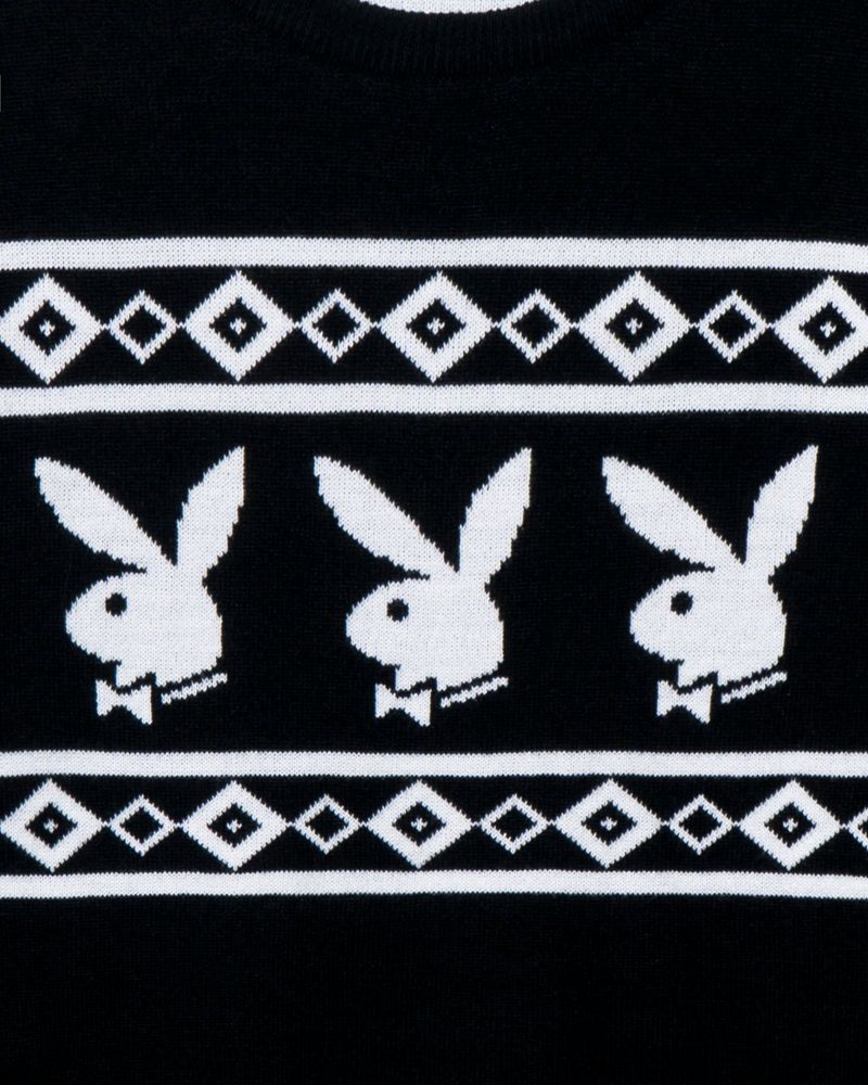 Suéteres Playboy Rabbit Head Knit Masculino Pretas | EKADQ6971