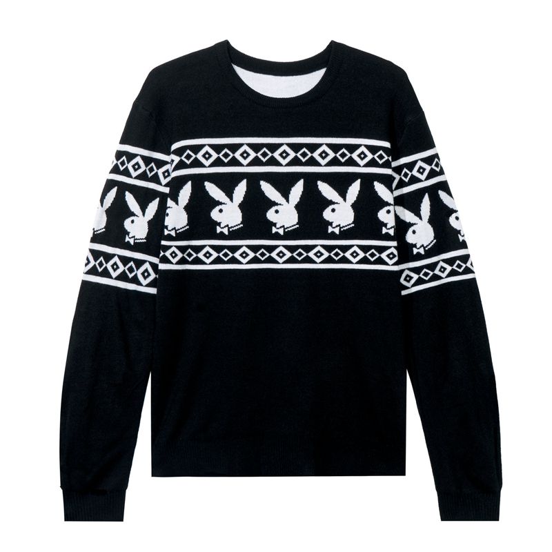 Suéteres Playboy Rabbit Head Knit Masculino Pretas | EKADQ6971