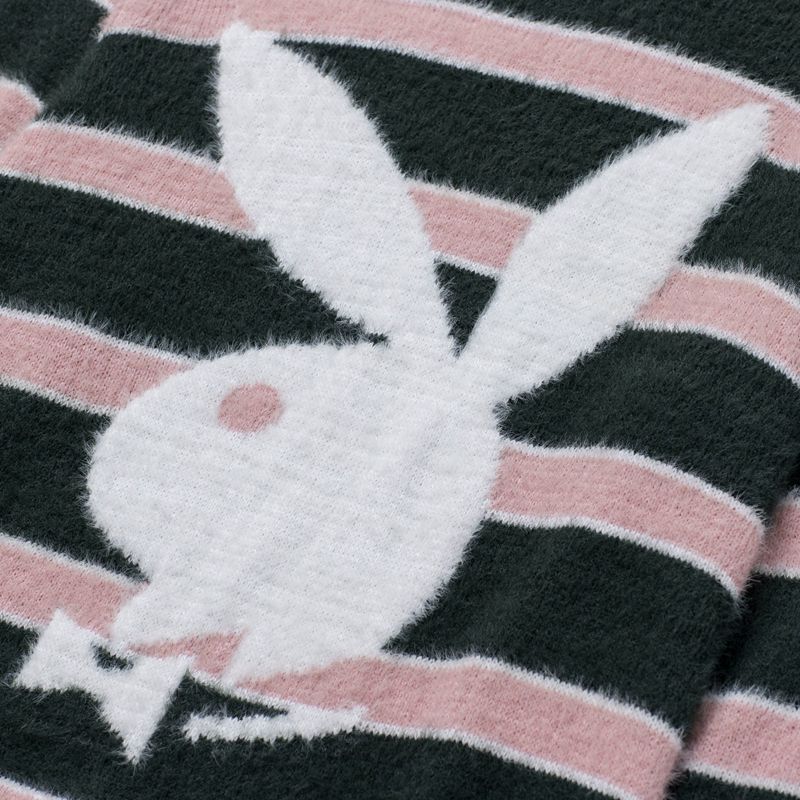 Suéteres Playboy X Huf Faux Mohair Striped Masculino Pretas Rosa Branco | EQGJL0951