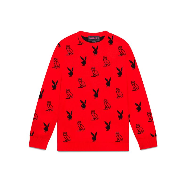 Suéteres Playboy X Ovo Intarsia Knit Masculino Vermelhas | MCYBU8309