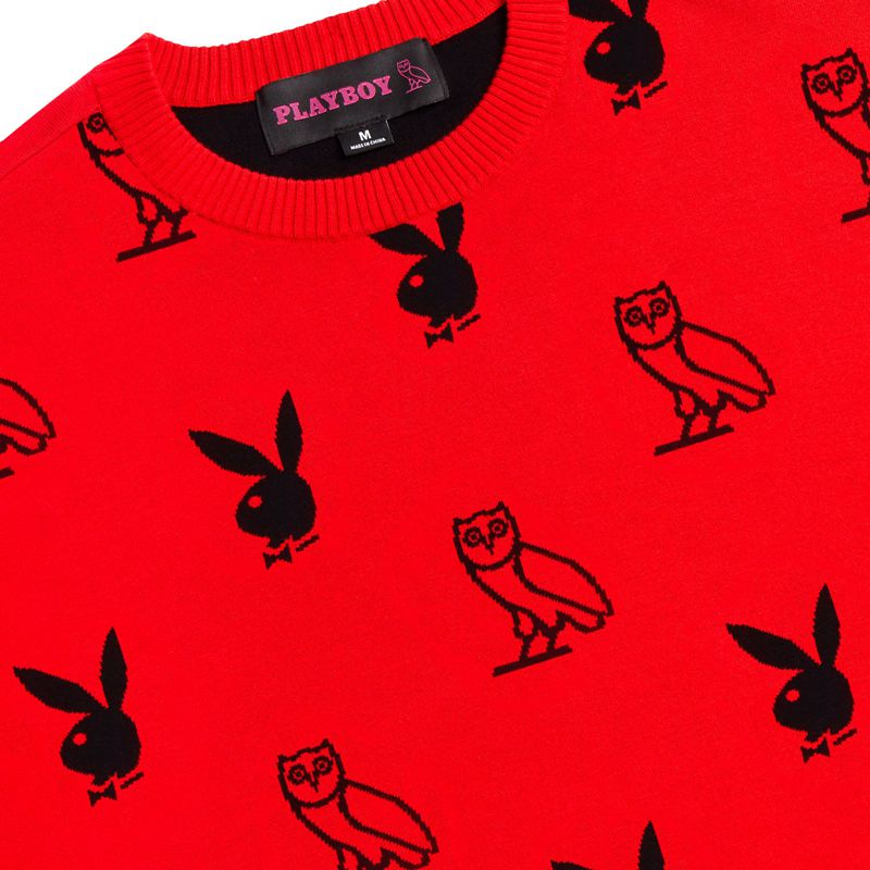 Suéteres Playboy X Ovo Intarsia Knit Masculino Vermelhas | MCYBU8309