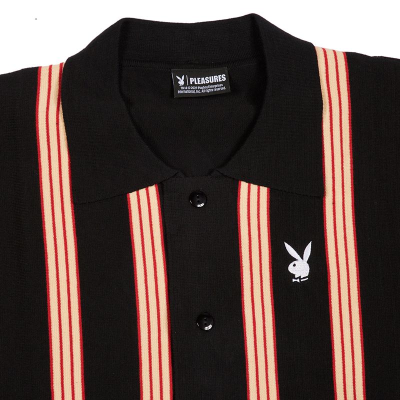 Suéteres Playboy X Pleasures Club Woven Cardigan Masculino Pretas Laranja | KIFMD5603