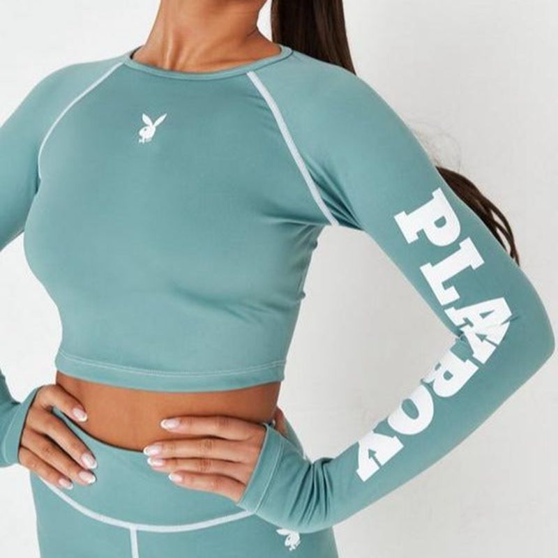 Tank Playboy Active Long Sleeve Feminino Verdes | QOJEV9513