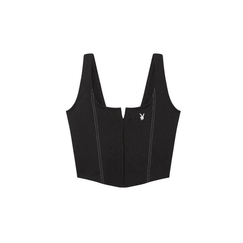 Tank Playboy Babe Corset Feminino Cinzentas | RAWBE2785