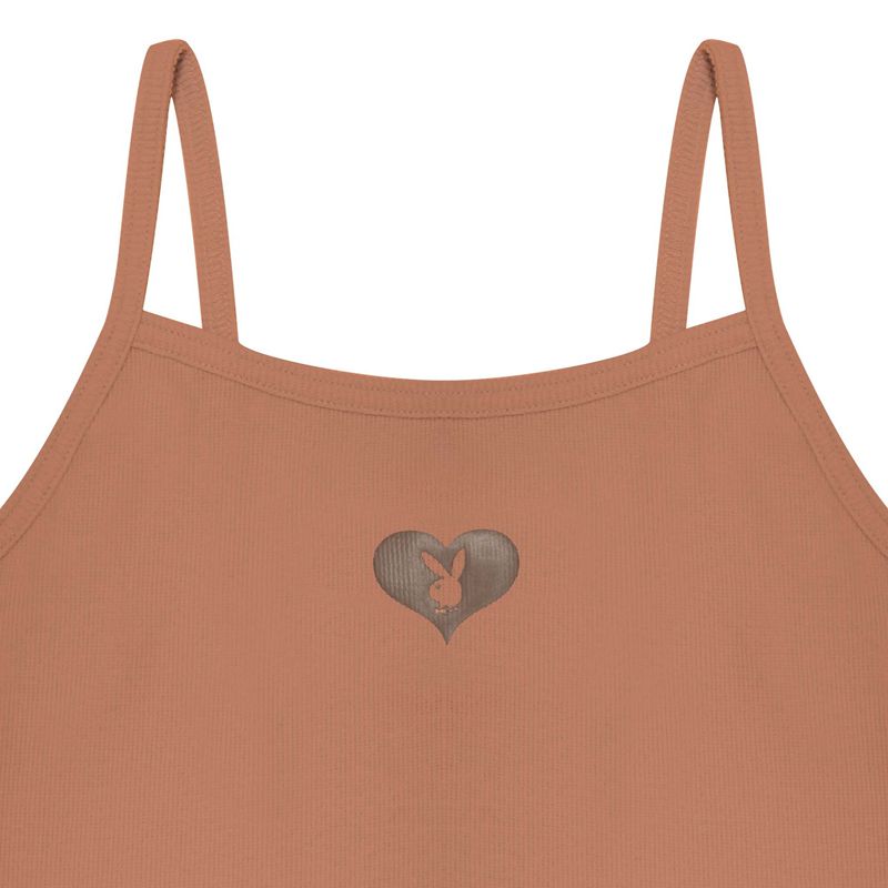 Tank Playboy Bunny Heart Binded Feminino Marrom | UJIBA9842