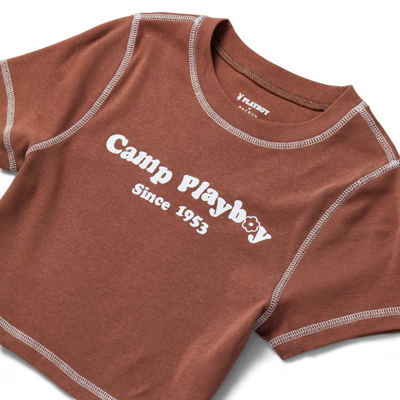 Tank Playboy Camp Classicos Baby Tee Feminino Marrom | HSITD7830