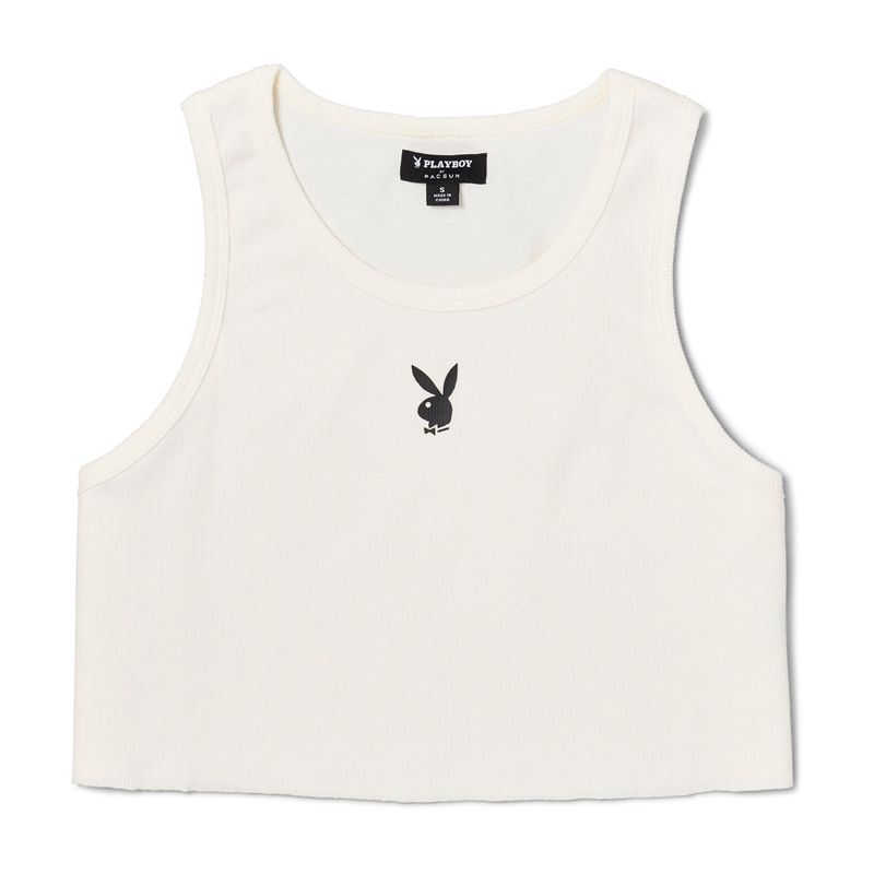 Tank Playboy Camp Ribbed Feminino Branco | MZGLR6819