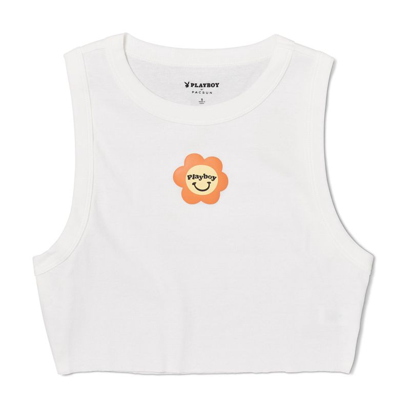 Tank Playboy Camper Cutoff Feminino Branco | WMQSG3087