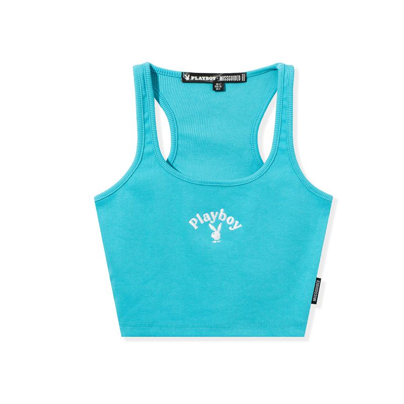 Tank Playboy Classicos Racer Feminino Azuis | ADUTJ9471