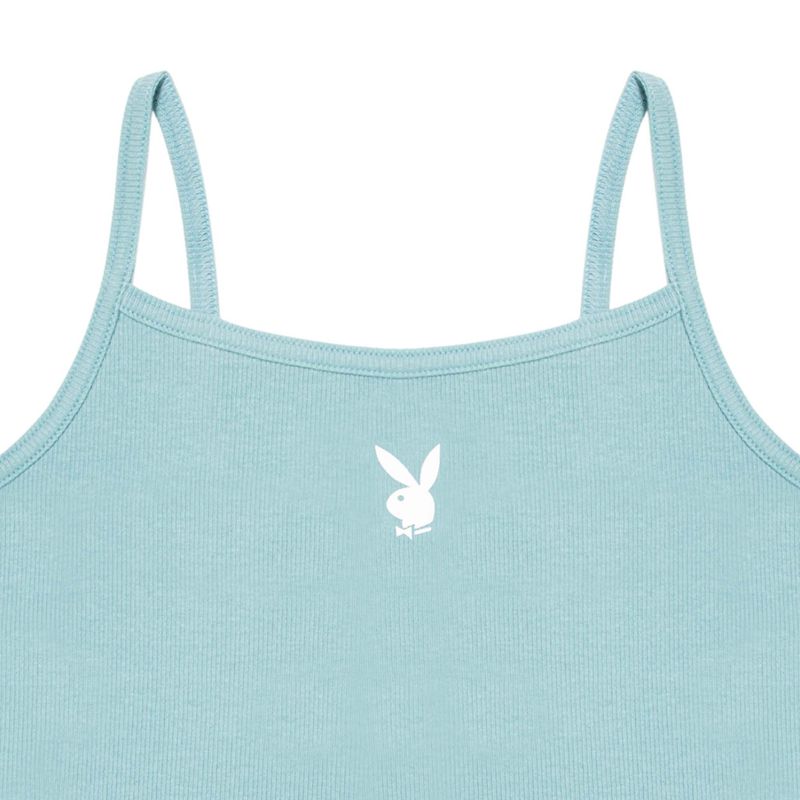 Tank Playboy Classicos Ribbed Scoop Feminino Azuis | NYXLM6578