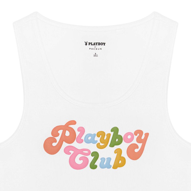 Tank Playboy Club Ribbed Feminino Branco | FNTXJ7048