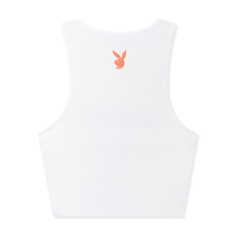 Tank Playboy Club Ribbed Feminino Branco | FNTXJ7048