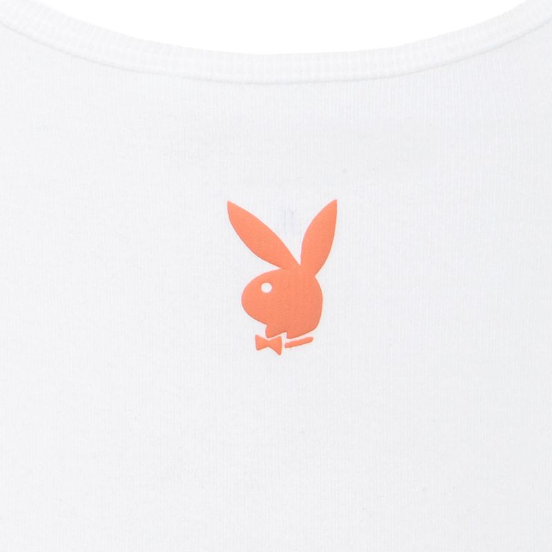 Tank Playboy Club Ribbed Feminino Branco | FNTXJ7048