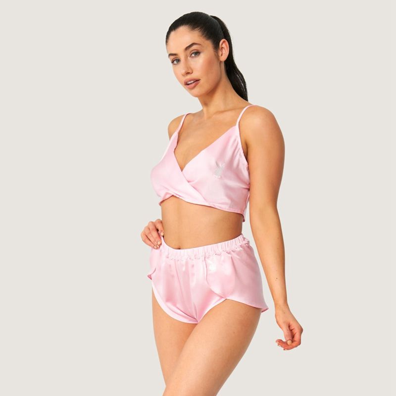 Tank Playboy Lounge Satin Feminino Rosa | NVULX7542