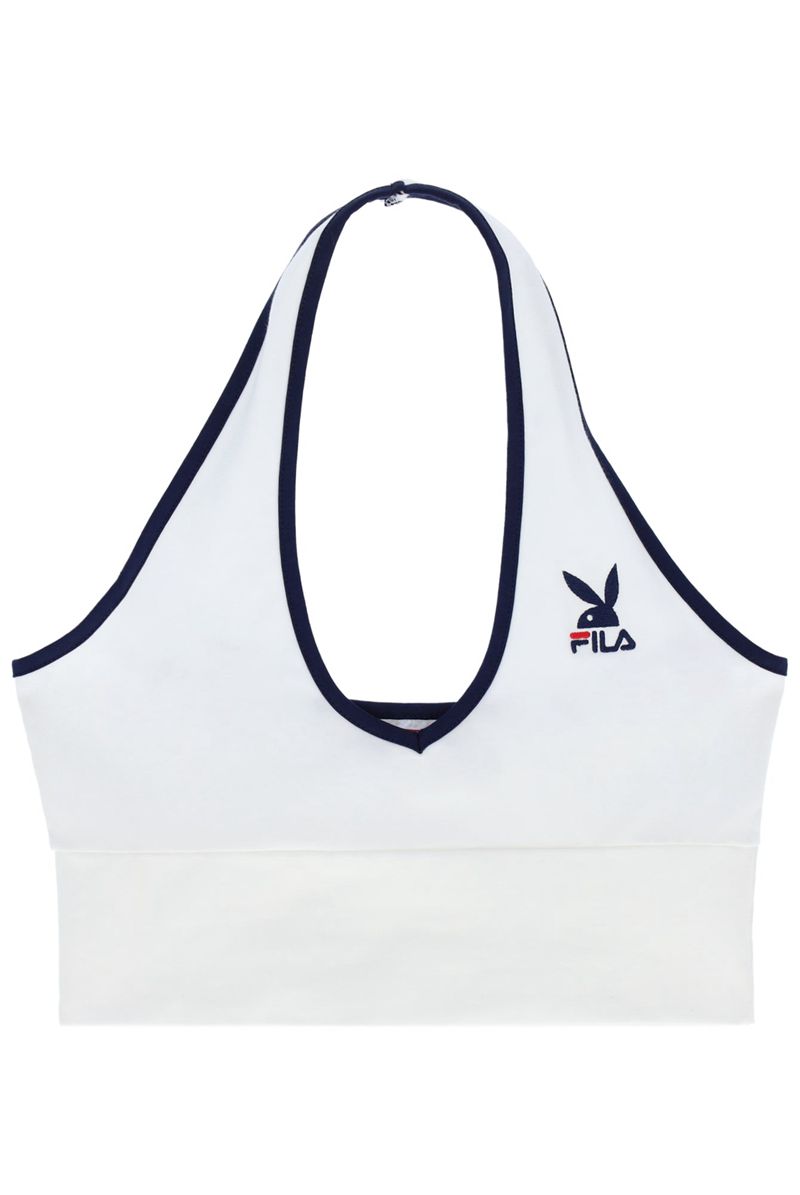 Tank Playboy X Fila Madeline Halter Feminino Branco | QDHOG6098