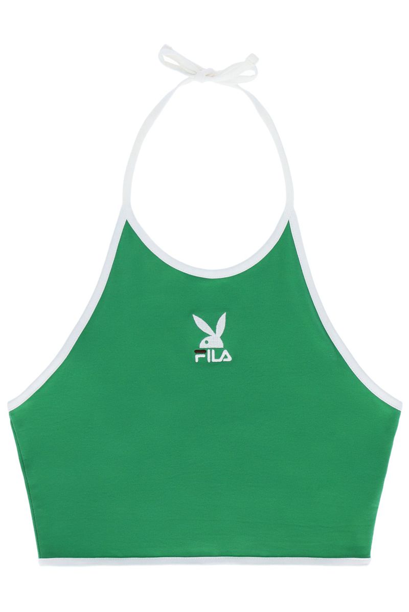 Tank Playboy X Fila Sandra Halter Feminino Verdes | AVGLI4567