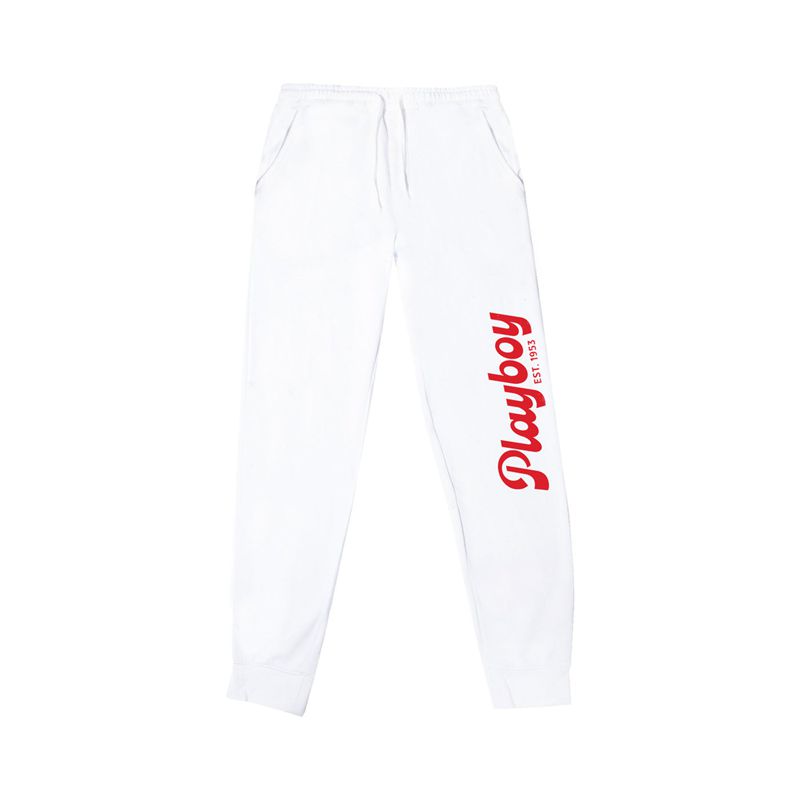 Calça De Moletom Playboy Desperado American Icon Jogger Masculino Branco | DKGSE9041