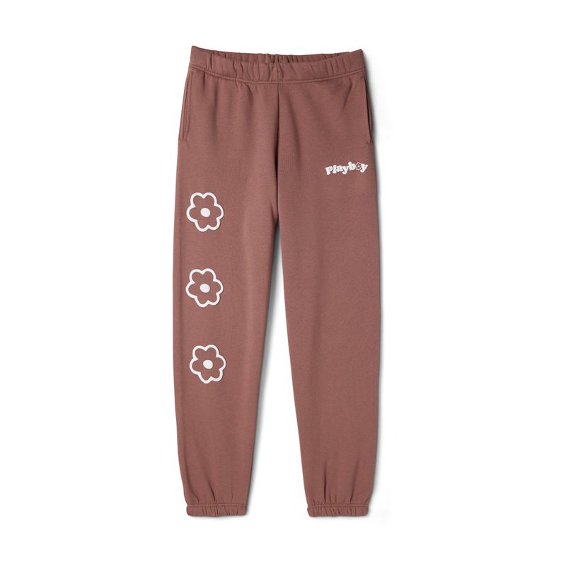 Calças Playboy Flower Camp Classicos Sweats Feminino Marrom | OPQYV1506