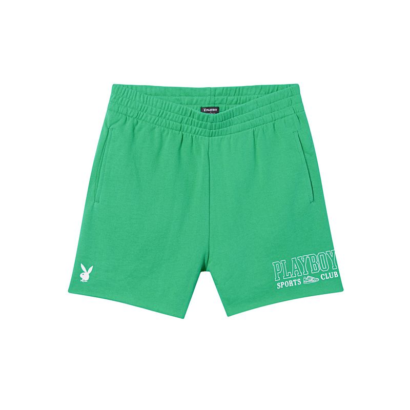 Calções Playboy Boyfriend Active Sweats Feminino Verdes Branco | TPJNB0261