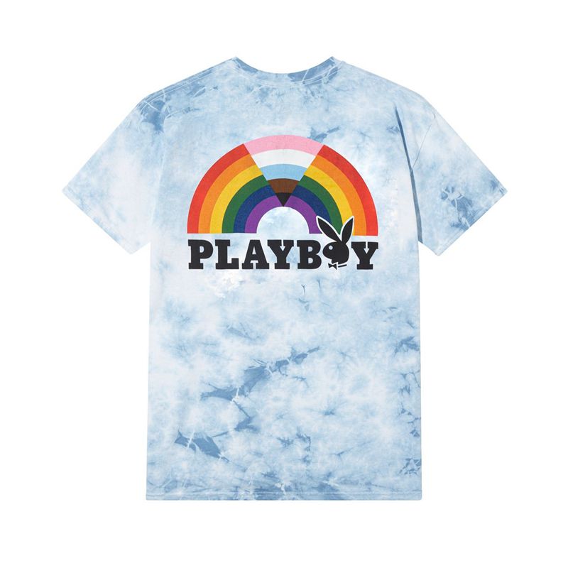 Camiseta Playboy Pride Is Good Tie Dye Feminino Branco Azuis | BZGNJ0712