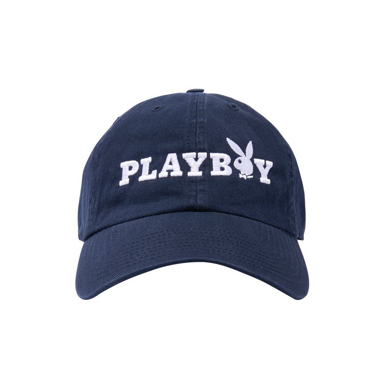 Chapeus Playboy 47 Brand Adjustable Dad Masculino Azul Marinho Branco | DFYLE9065