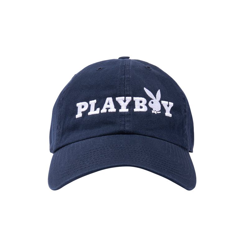 Chapeus Playboy 47 Brand Adjustable Dad Feminino Azul Marinho Branco | NYKCO1354