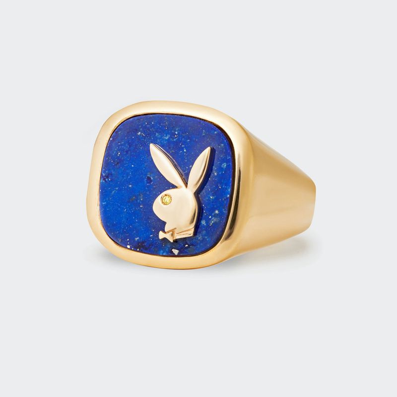 Joalheria Playboy Lapis Membership Ring 1 Masculino Douradas Azuis | SHUXQ5342