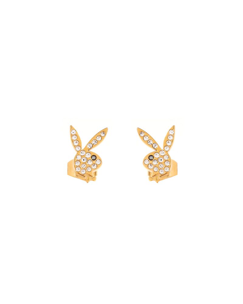 Joalheria Playboy Rabbit Head Pave Stud Earrings Feminino Douradas | IJLQP4150