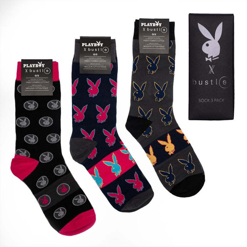 Meias Playboy X Bustle Sock Three Pack Masculino Multicoloridas | SUQWF9764