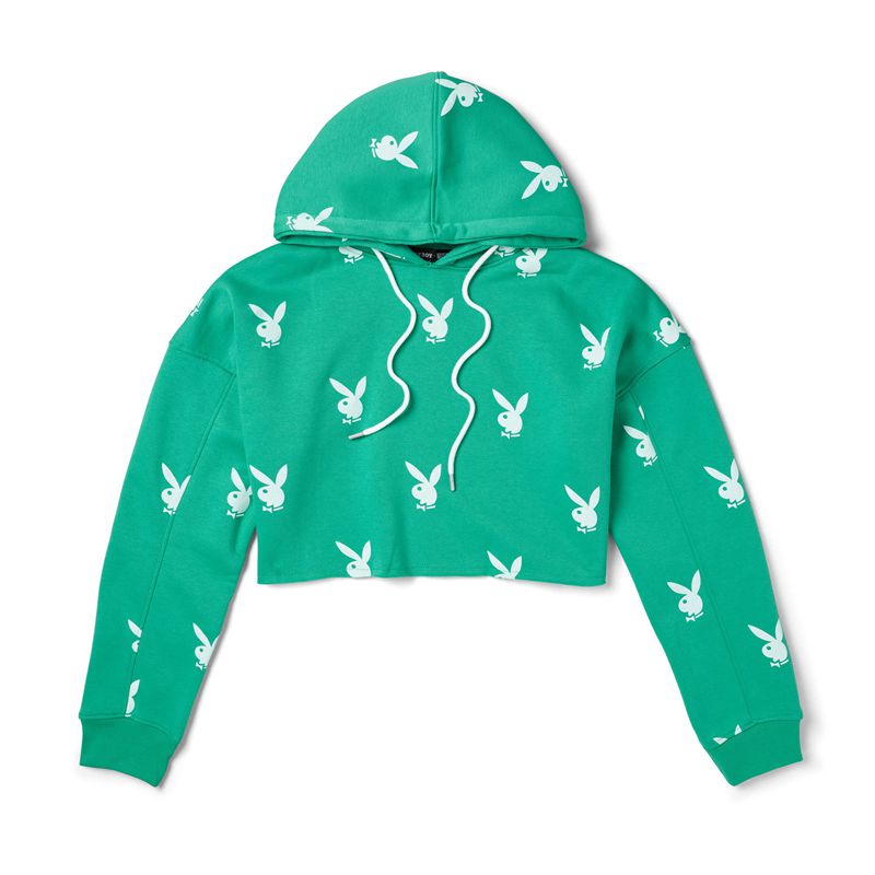 Moletom Com Capuz Playboy Green Bunny Feminino Verdes | WZGPD7893