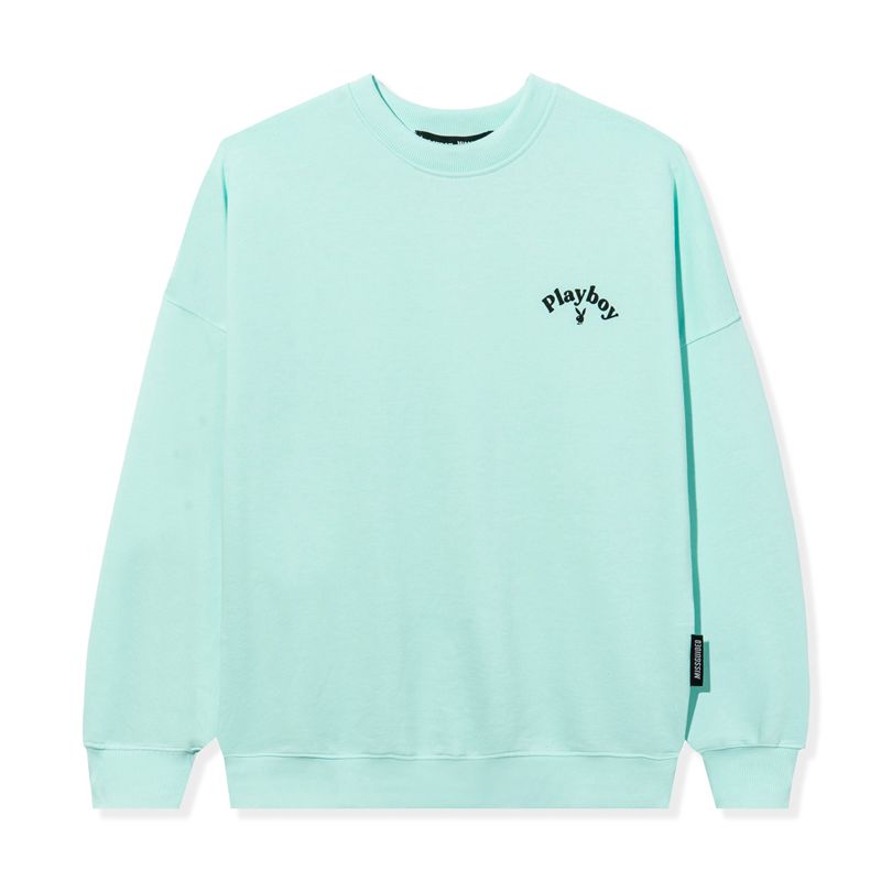 Moletom Com Capuz Playboy Logo Oversized Crewneck Feminino Menta | PJUNH1345