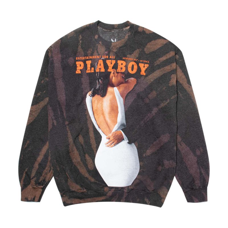 Moletom Com Capuz Playboy November 1967 Tie Dye Crewneck Masculino Marrom | HTIKR1604