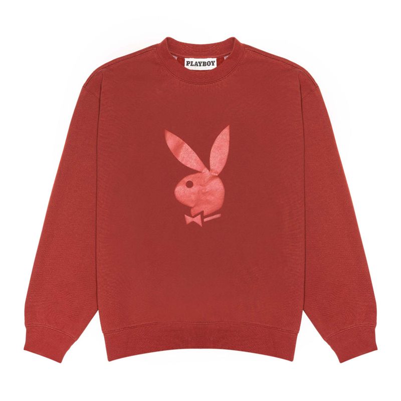 Moletom Com Capuz Playboy Nuance Crewneck Masculino Bordeaux | RCDFT3568