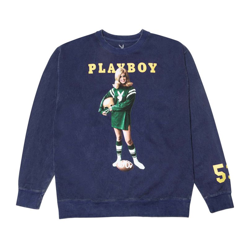 Moletom Com Capuz Playboy September 1967 Cover Crewneck Masculino Azul Marinho | TMWYC7254