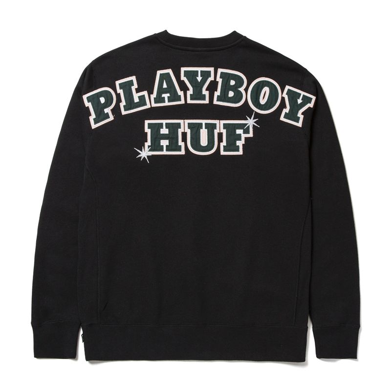 Moletom Com Capuz Playboy X Huf Rabbit Head Crewneck Masculino Pretas | INJGV7203